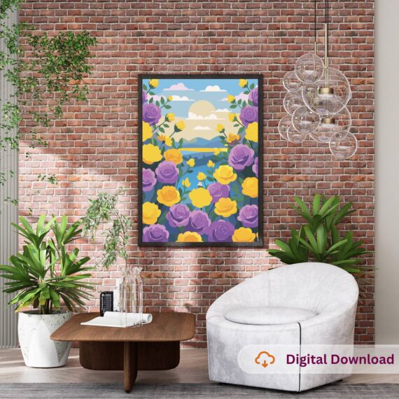 Whispers of Spring Purple and Yellow Rose Art